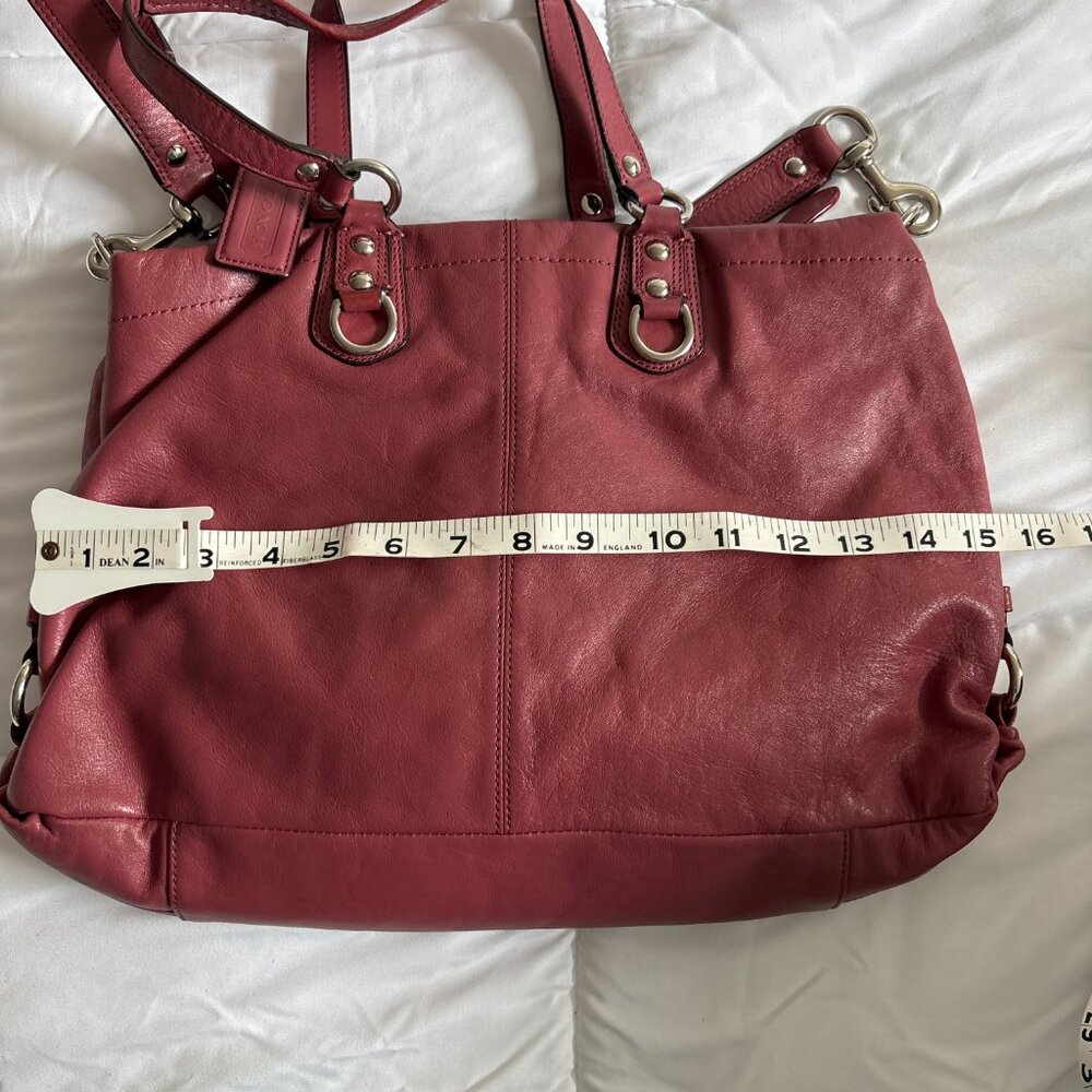 Coach Ashley Pleated Convertible Leather Satchel Mauve with Wallet - Picture 13 of 16